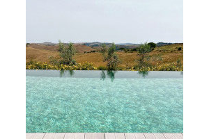Infinity pool over the Crete Senesi